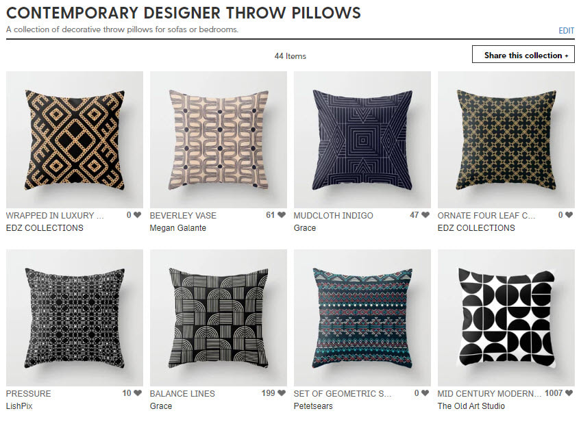 Contemporary Designer Throw Pillows