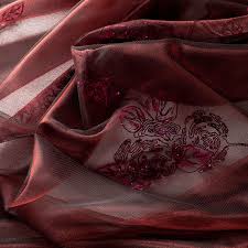 Example of a Silk Jacquard woven fabric Burgundy